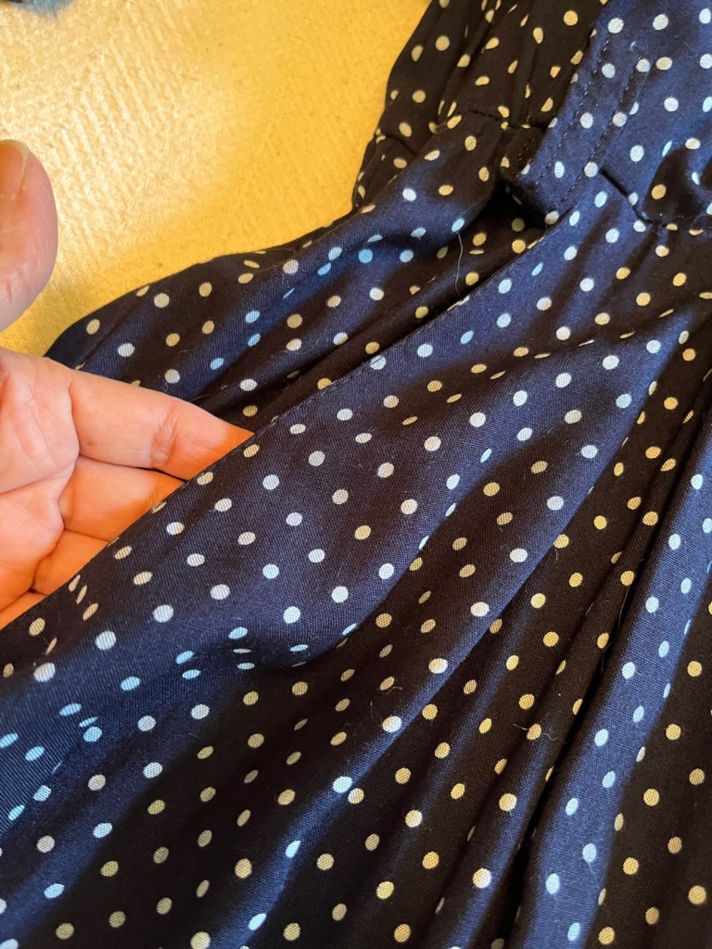 Vintage Navy Polka Dot Midi Dress with Wrap Bodice made in USA - Picture 10 of 14